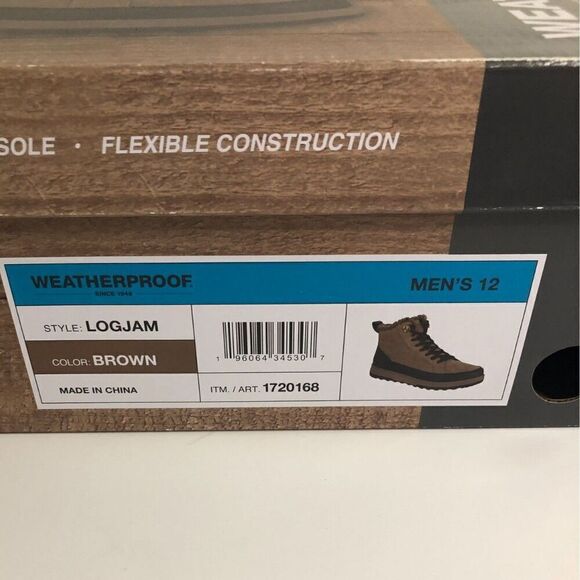 WEATHERPROOF LogJam Boots Men’s Size 12 Brown Black NIB Hiking Outdoor Shoes - Picture 13 of 14